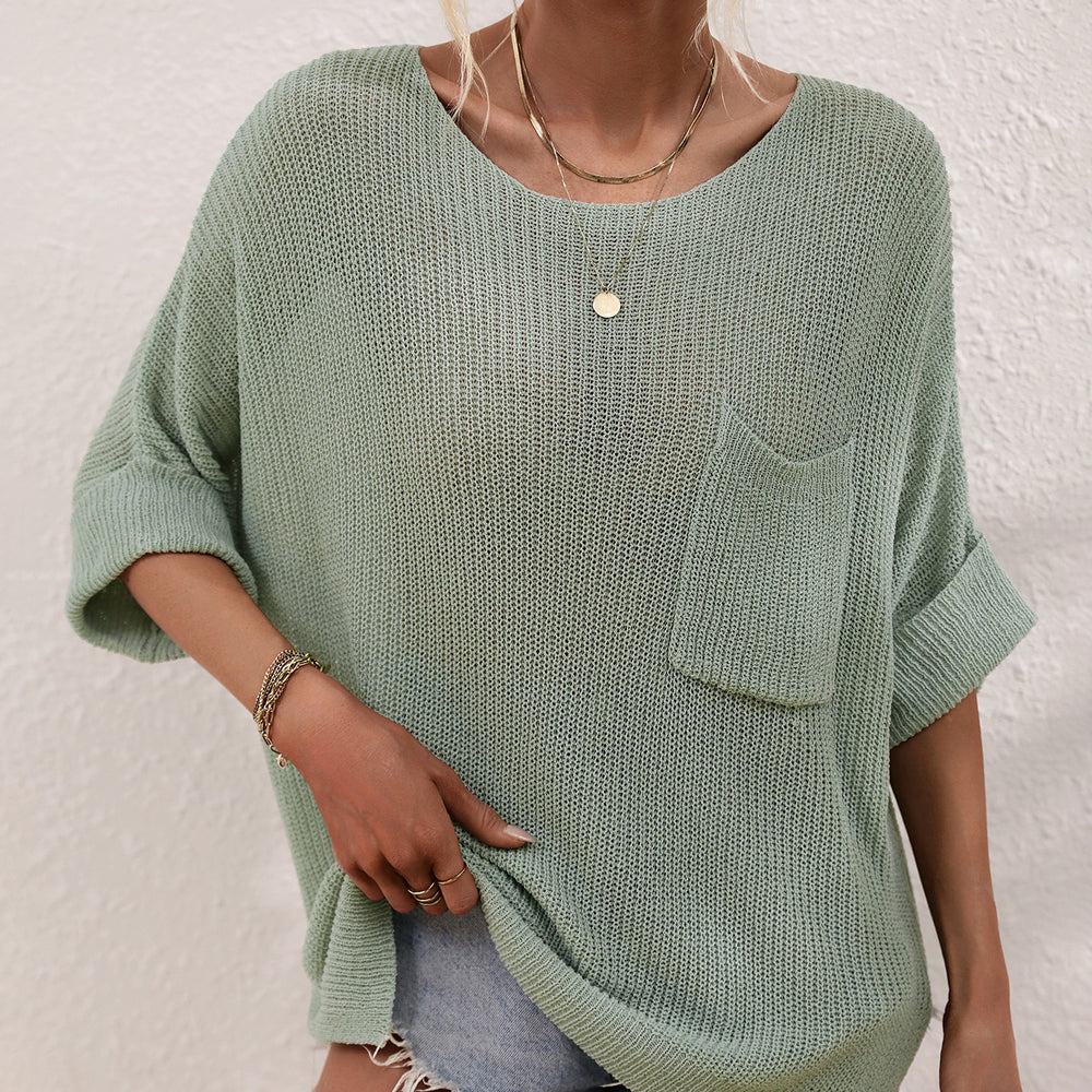 
                      
                        Knitted Loose Solid Color Sweater
                      
                    
