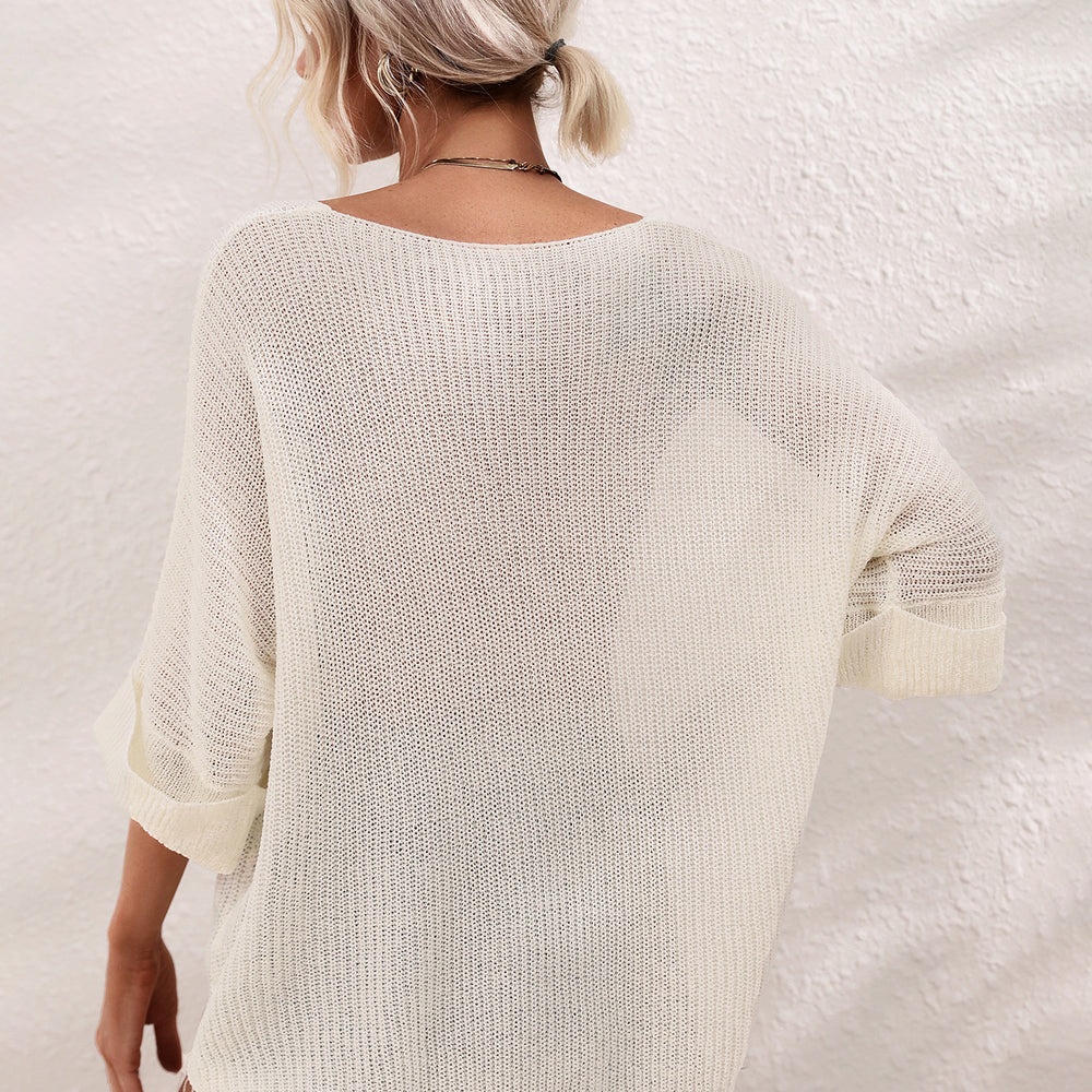 
                      
                        Knitted Loose Solid Color Sweater
                      
                    