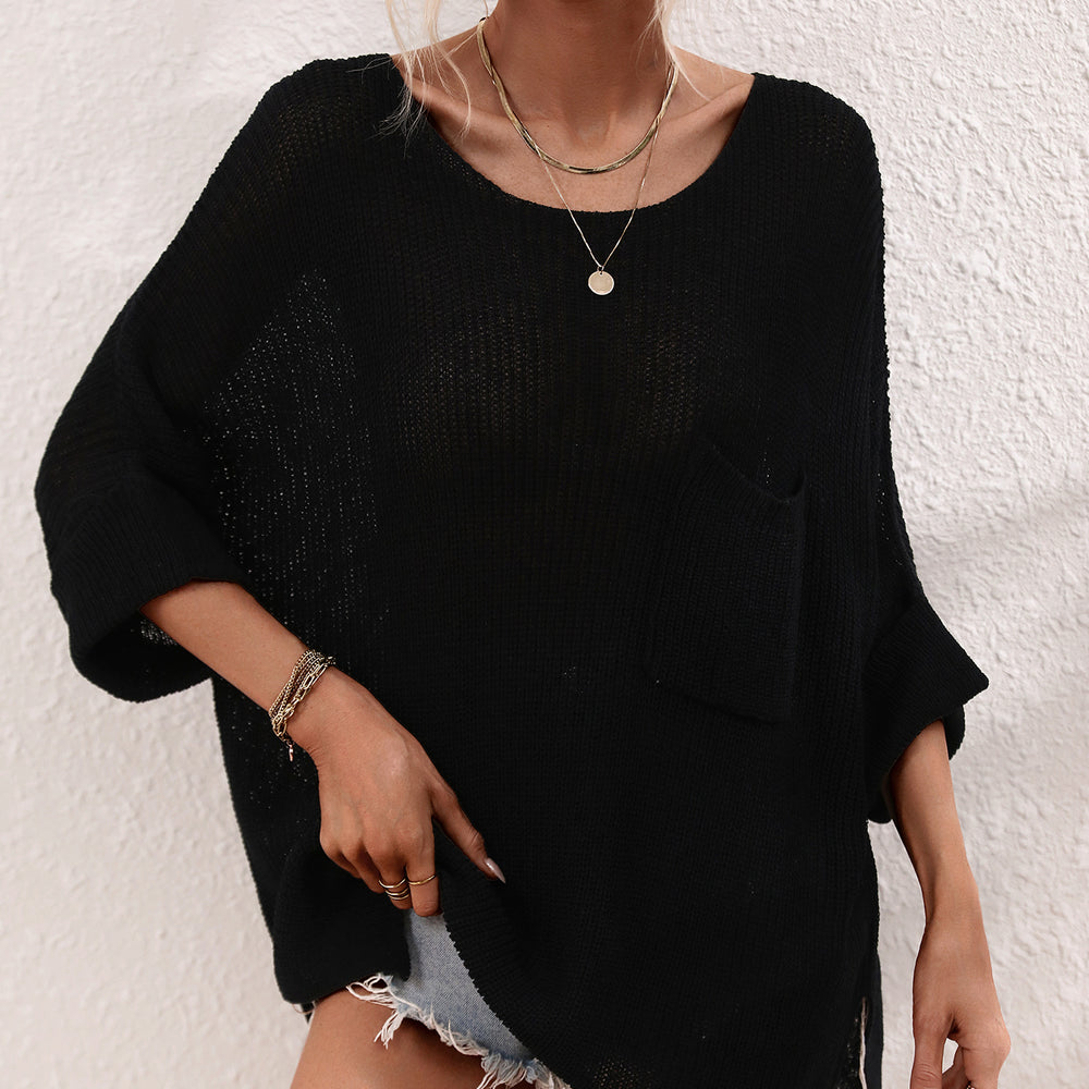 
                      
                        Knitted Loose Solid Color Sweater
                      
                    