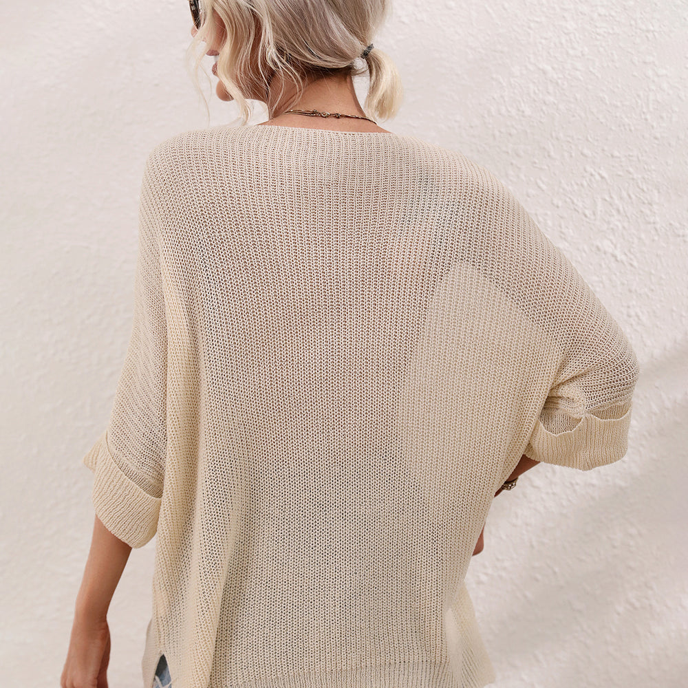 
                      
                        Knitted Loose Solid Color Sweater
                      
                    