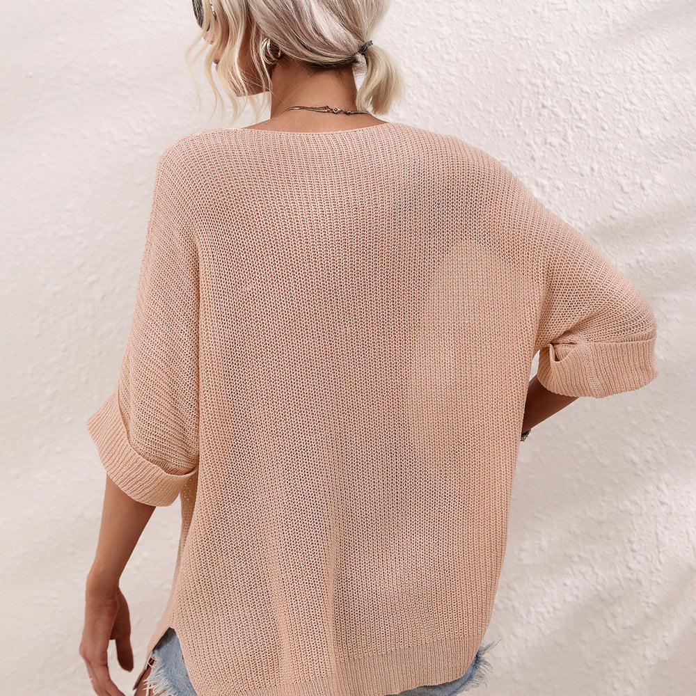 
                      
                        Knitted Loose Solid Color Sweater
                      
                    
