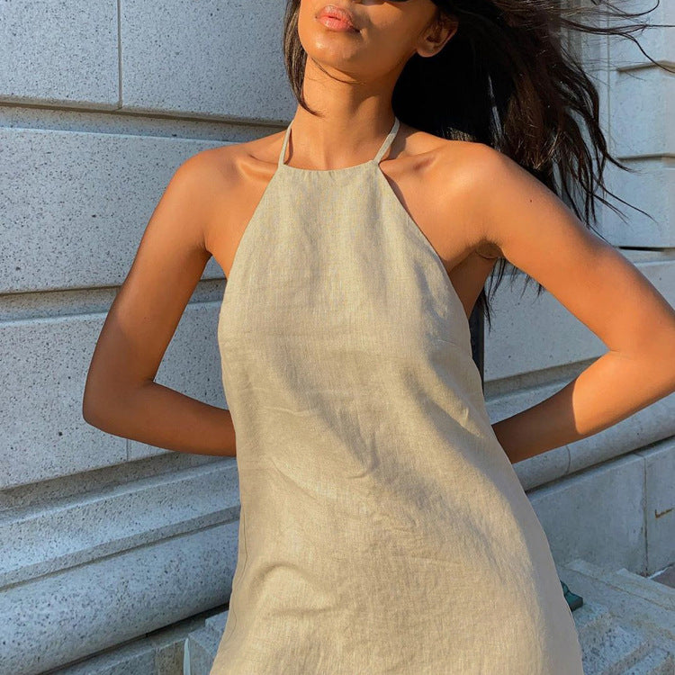 Backless Lace Up Beach Dress