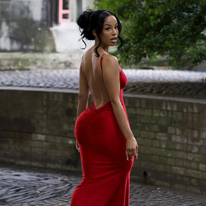 
                      
                        Strap Backless Bodycon Dress
                      
                    